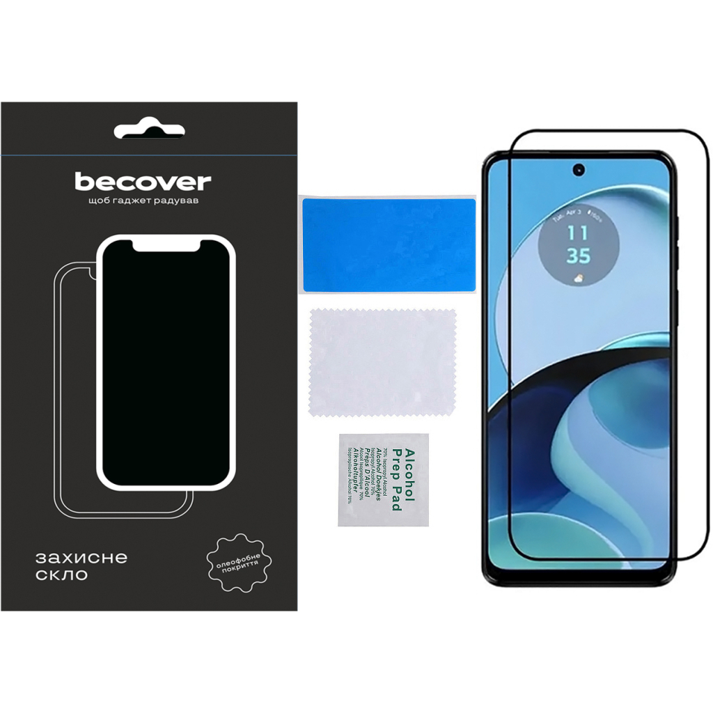 Захисне скло BeCover для Motorola Moto G14 Black (709935) фото3