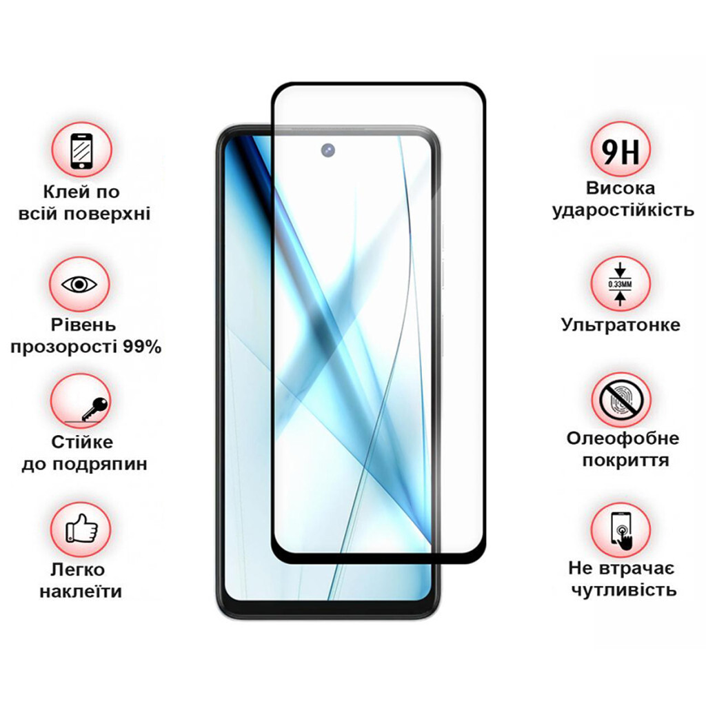 Захисне скло BeCover для Tecno Spark 20 Pro (KJ6) Black (710653) фото