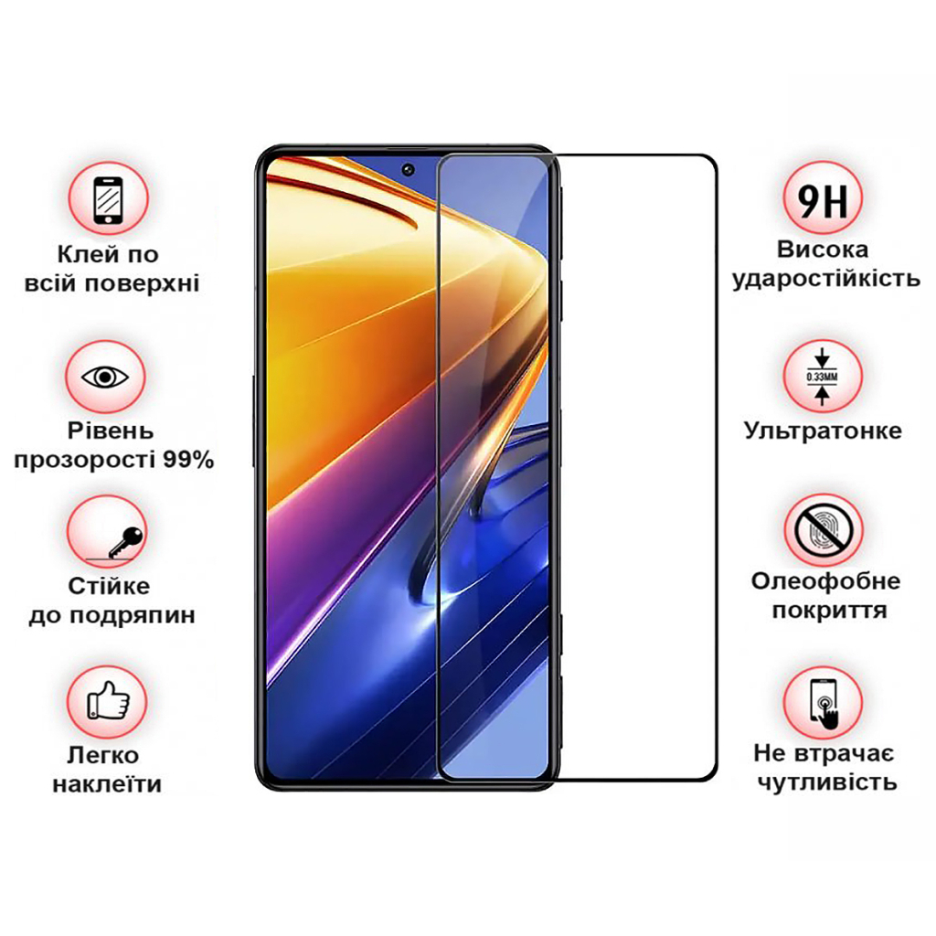 Захисне скло BeCover для Poco F4 Black (709274) фото4