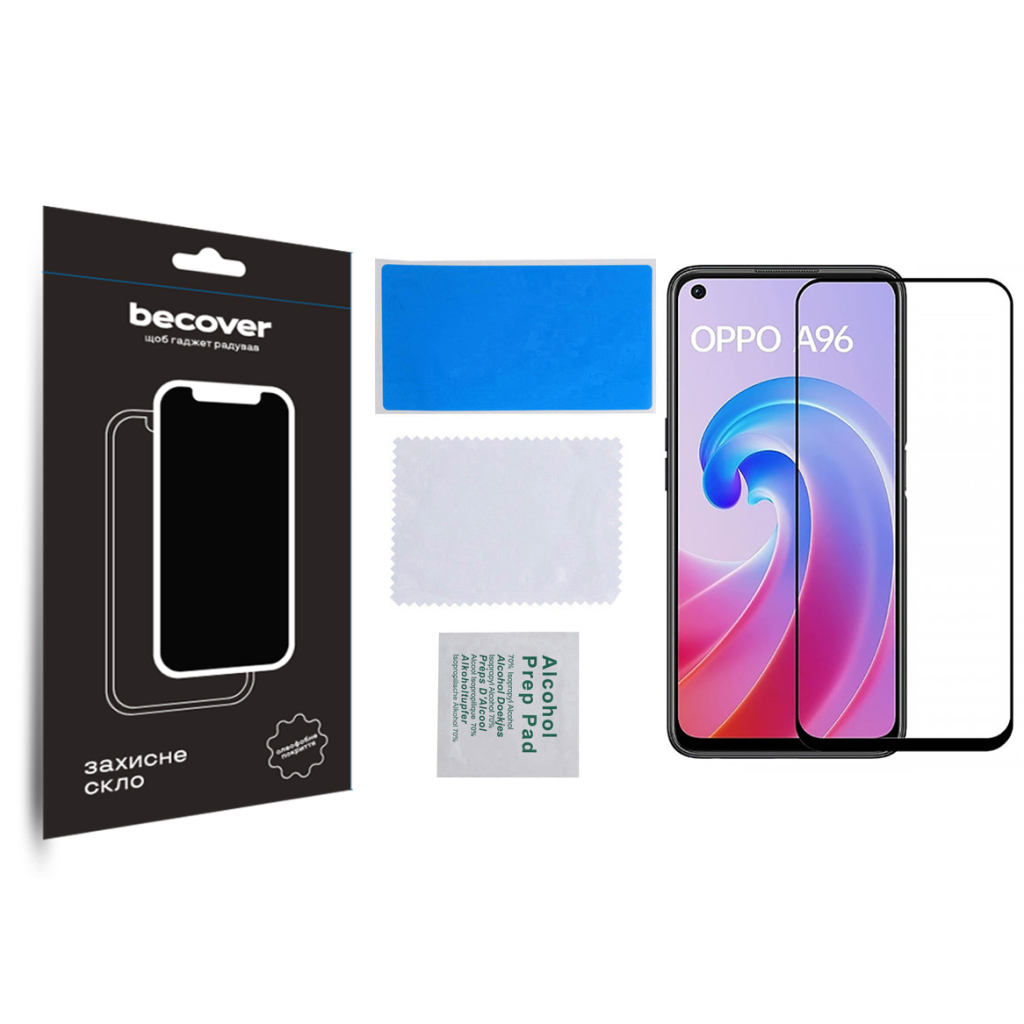 Защитное стекло BeCover для Oppo A96 Black (709770) фото3