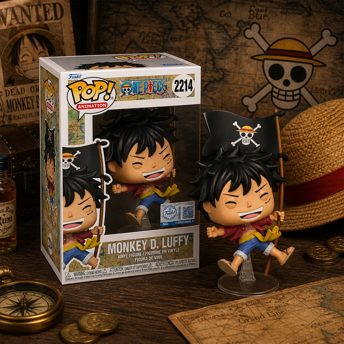 Игровая фигурка Funko Pop! серии Большой куш - Луффи с флагом (91970) фото