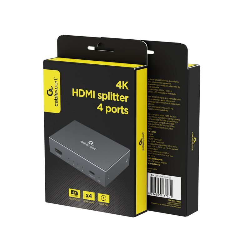 Разветвитель Cablexpert HDMI сигнала, на 4 порты HDMI v. 1.4 фото3