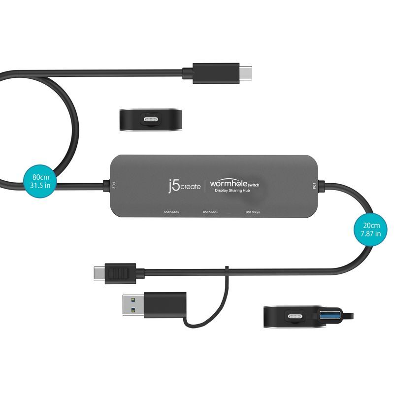 Адаптер-переключатель КМ J5create/ хаб 2-USB-A/1 USB-C фото4