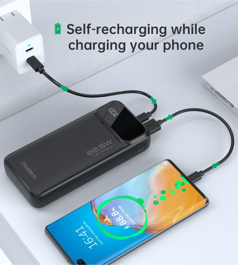 Павербанк, Choetech 20000 mAh, PD 22,5 Вт, черный фото7