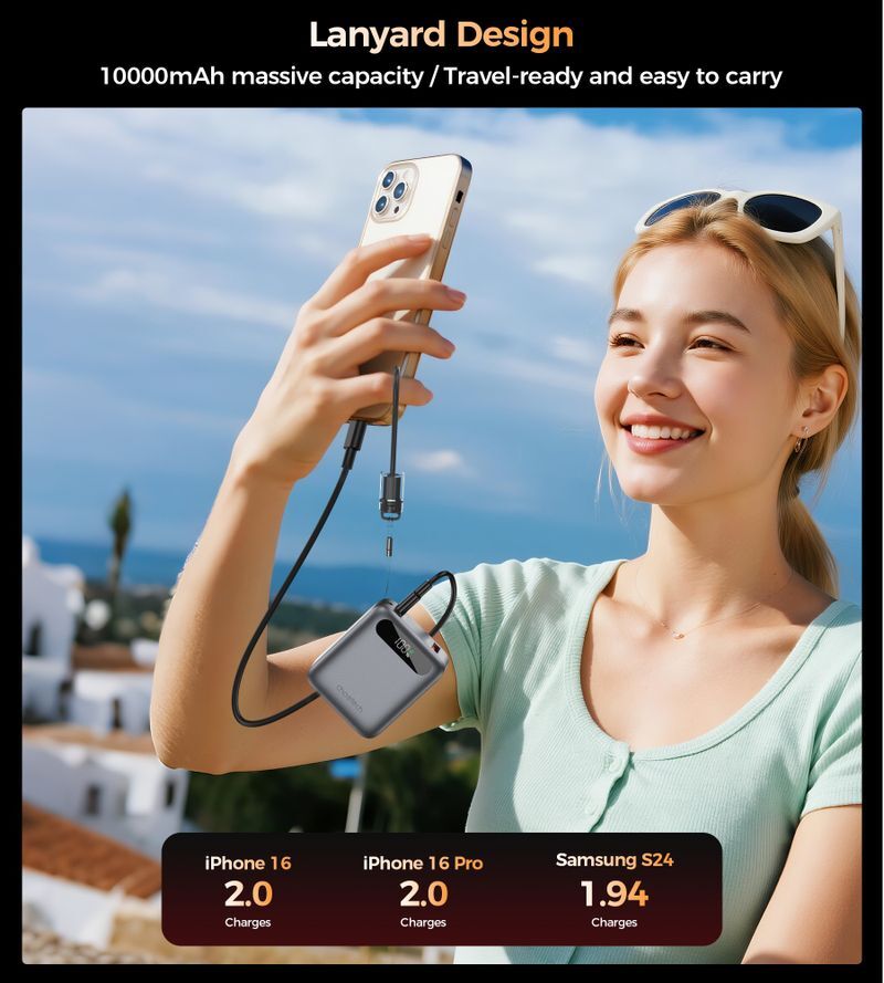 Павербанк, Choetech 10000 mA, QC/PD 22,5 Вт, серый фото6