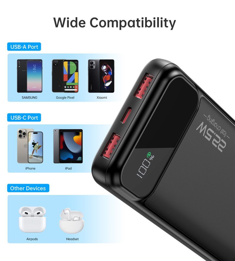 Павербанк, Choetech 10000 mAh, PD 22,5 Вт, черный фото4