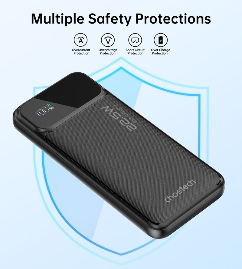 Павербанк, Choetech 10000 mAh, PD 22,5 Вт, черный фото5