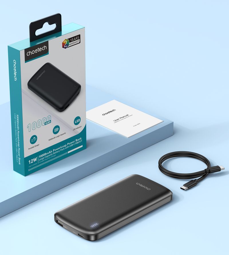 Павербанк, Choetech 10000 mAh, PD 12 Вт, черный фото4