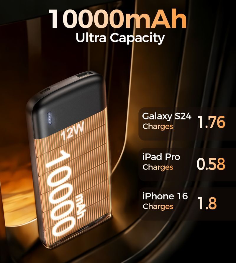 Павербанк, Choetech 10000 mAh, PD 12 Вт, черный фото5