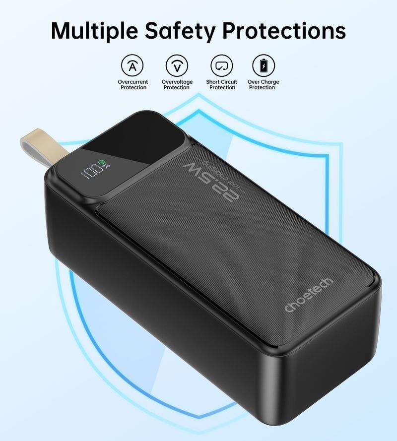Павербанк, Choetech 40000 mAh, PD 22,5 Вт, чорний фото5