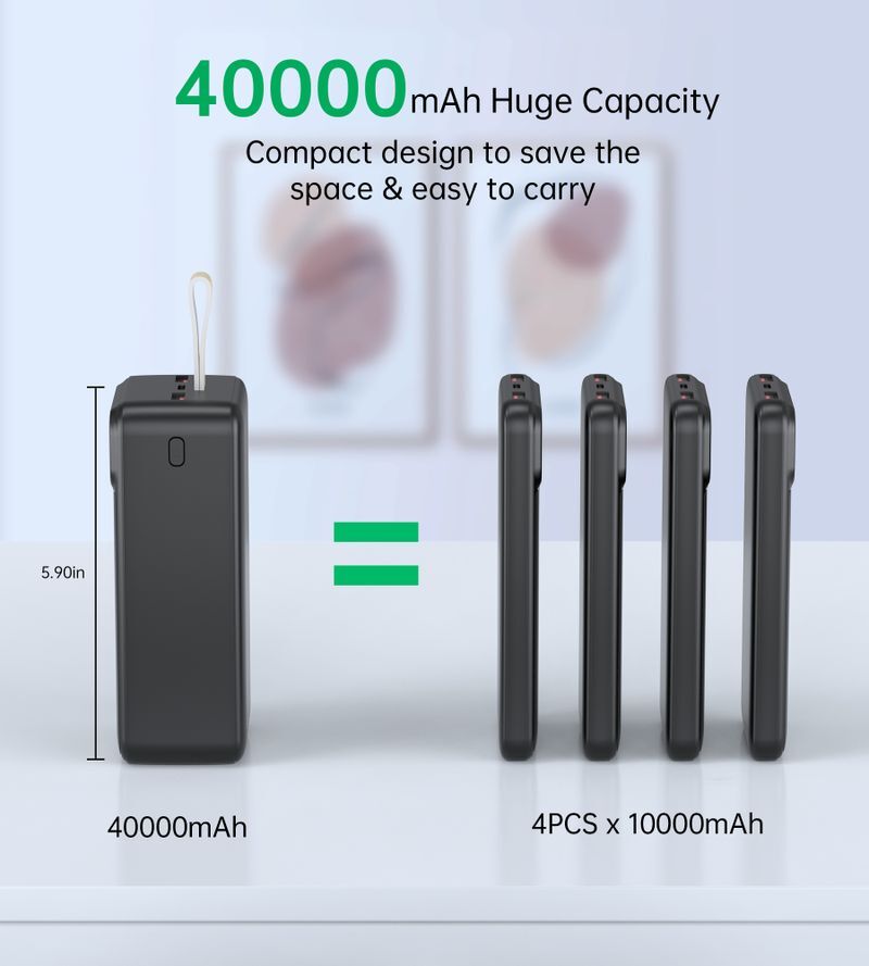 Павербанк, Choetech 40000 mAh, PD 22,5 Вт, чорний фото10