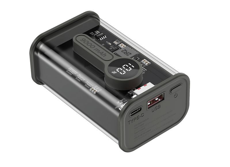 Павербанк, Gembird 9000 mAh, QC3.0, Transparent фото