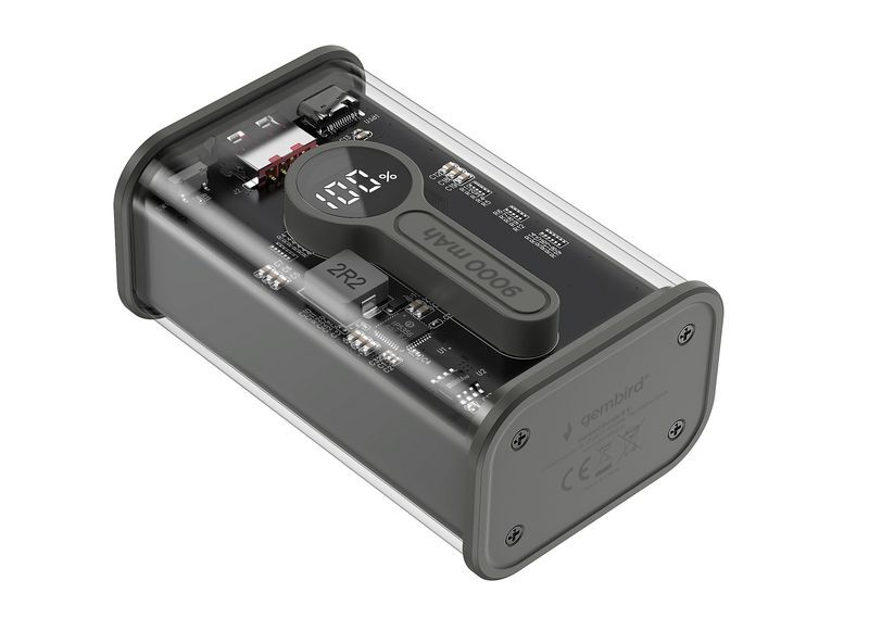 Павербанк, Gembird 9000 mAh, QC3.0, Transparent фото