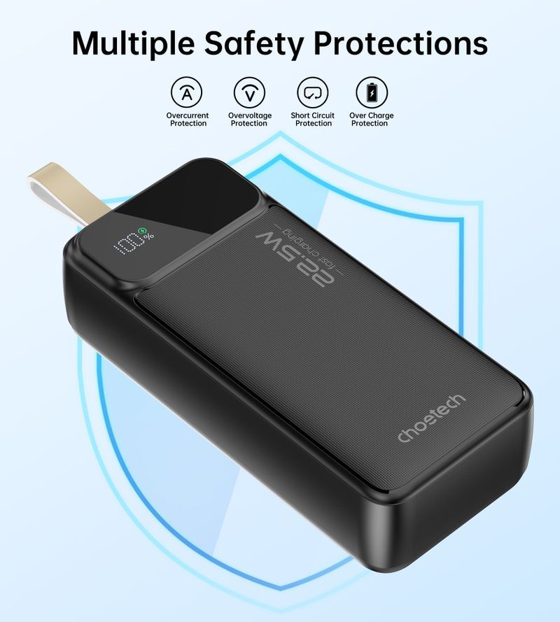 Павербанк, Choetech 30000 mAh, PD 22,5 Вт, черный фото5