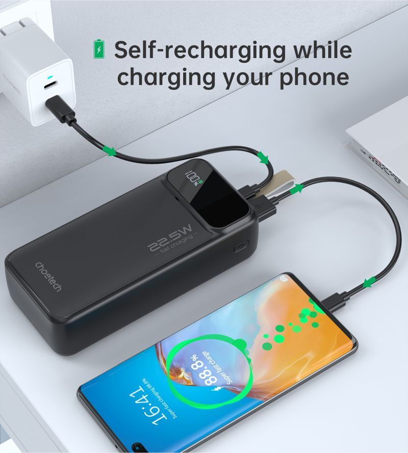 Павербанк, Choetech 30000 mAh, PD 22,5 Вт, черный фото7