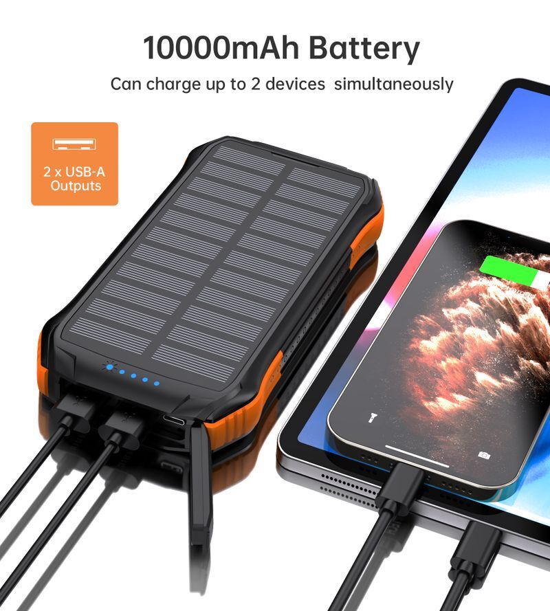 Павербанк, Choetech 10000 mAh, 10Вт, солнечная панель, LED лампа фото4