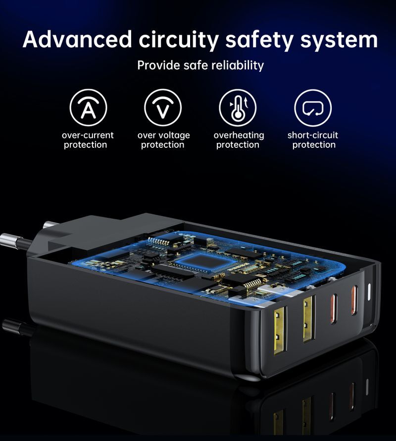 Зарядное устройство, GaN, 2 USB-A / 2 USB-C, 140Вт, QC3.0/PD/PPS фото6