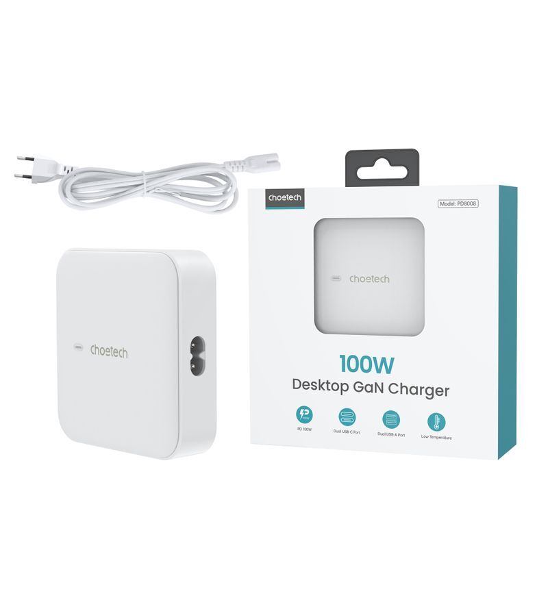 Зарядное устройство, GaN, 2 USB-A / 2 USB-C, 100Вт, QC3.0/PD/PPS фото3