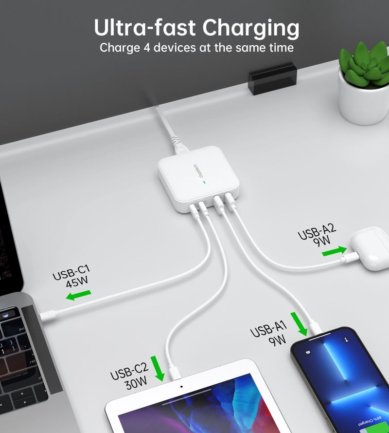 Зарядное устройство, GaN, 2 USB-A / 2 USB-C, 100Вт, QC3.0/PD/PPS фото5