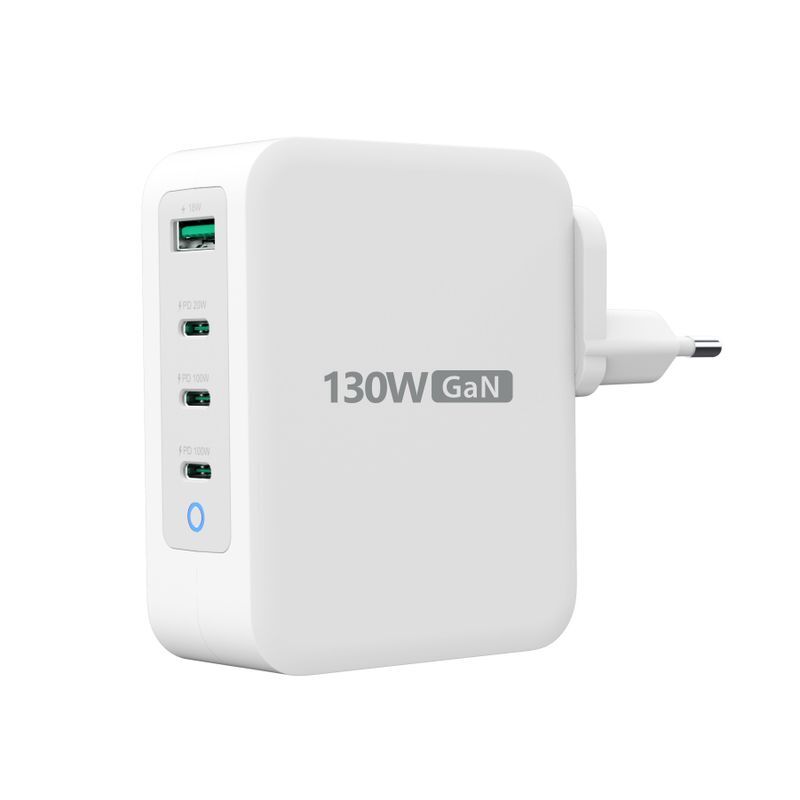 Зарядное устройство, GaN, 1 USB-A / 3 USB-C, 130Вт, QC3.0/PD/PPS фото2