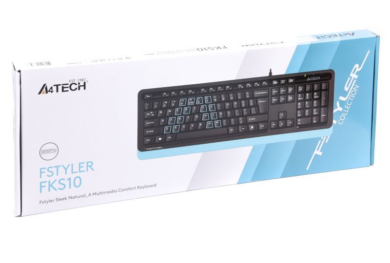 Клавиатура A4Tech Fstyler Sleek MMedia Comfort, USB, FKS10 (Blue) фото