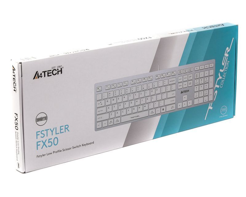 Клавиатура A4Tech с ножничными переключателями Fstyler, USB FX50 USB (White) фото4