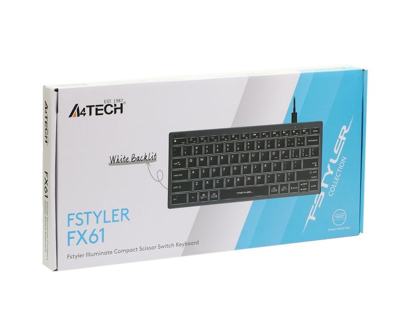 Клавиатура A4Tech с ножничными переключателями Fstyler, USB, FX61 USB (Grey) фото8