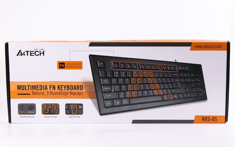Клавіатура A4Tech USB, X-slim, Comfort Key KRS-85 USB (Black) фото2