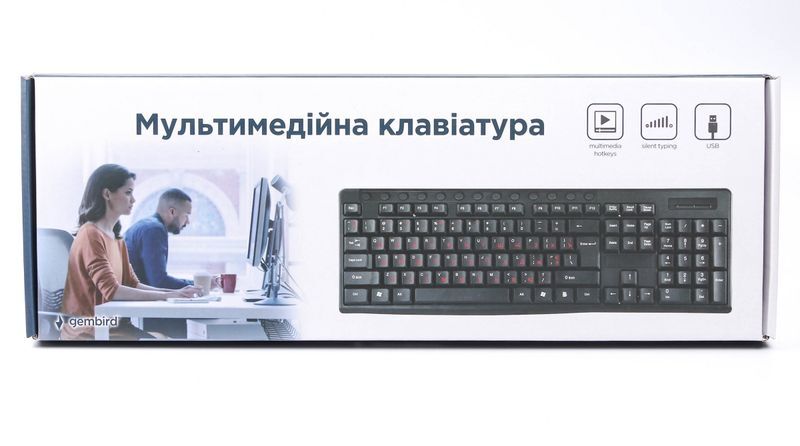 Клавиатура Gembird мультимедийная, USB, KB-UM-107-UA черная фото