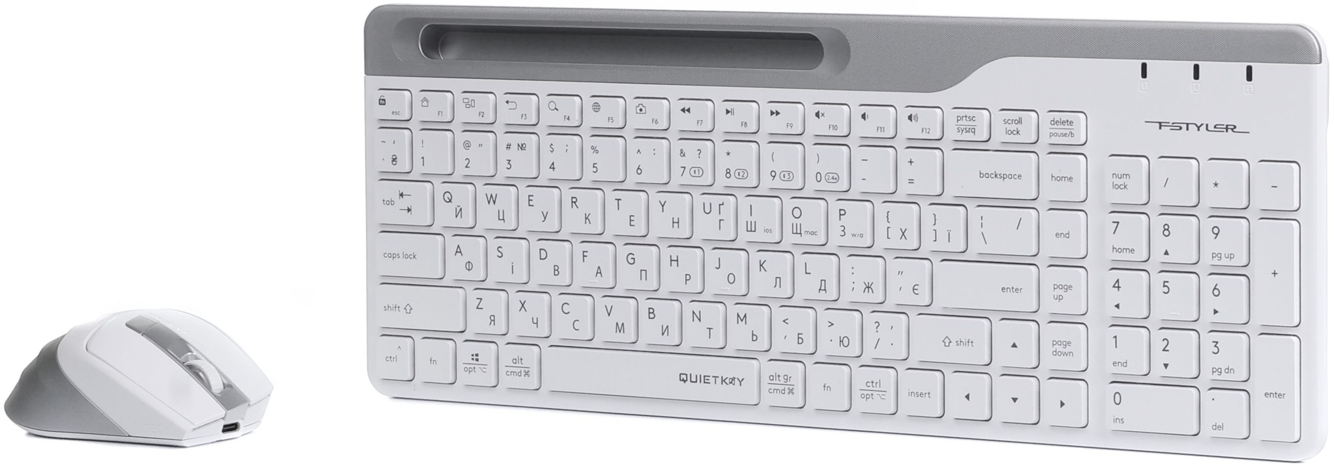 Беспроводной комплект A4Tech Fstyler клавиатура+мышь (FB2535C Icy White) фото2