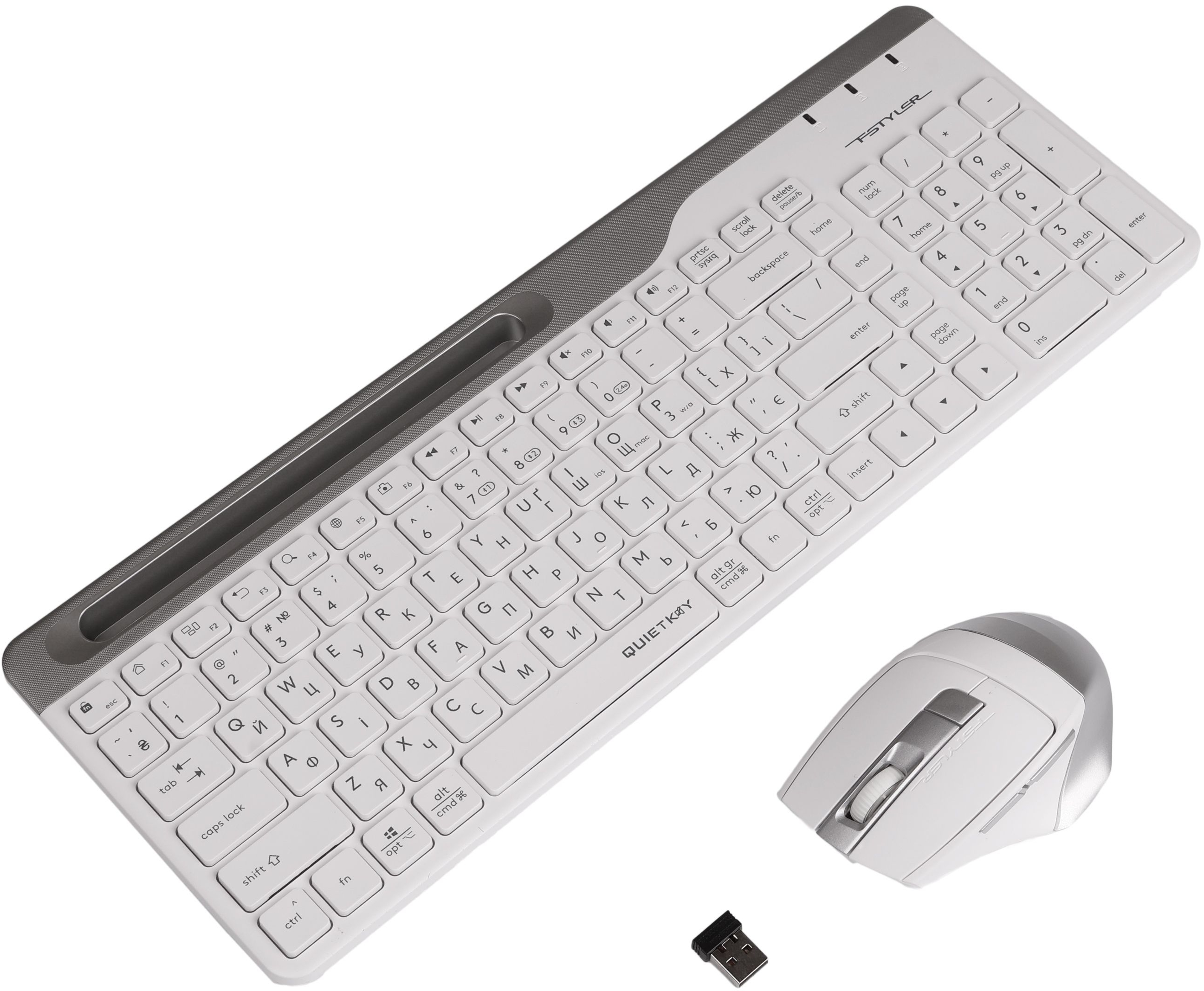 Беспроводной комплект A4Tech Fstyler клавиатура+мышь (FB2535C Icy White) фото4