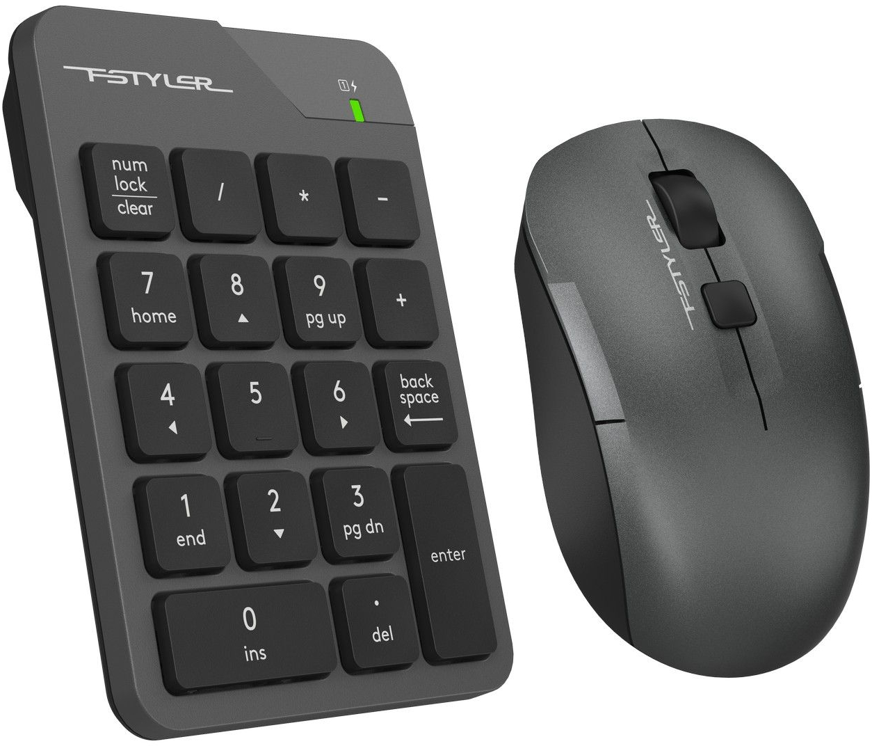 Беспроводной комплект A4Tech Fstyler клавиатура цифровая+мышь (FG1600C Air2 Grey) фото2