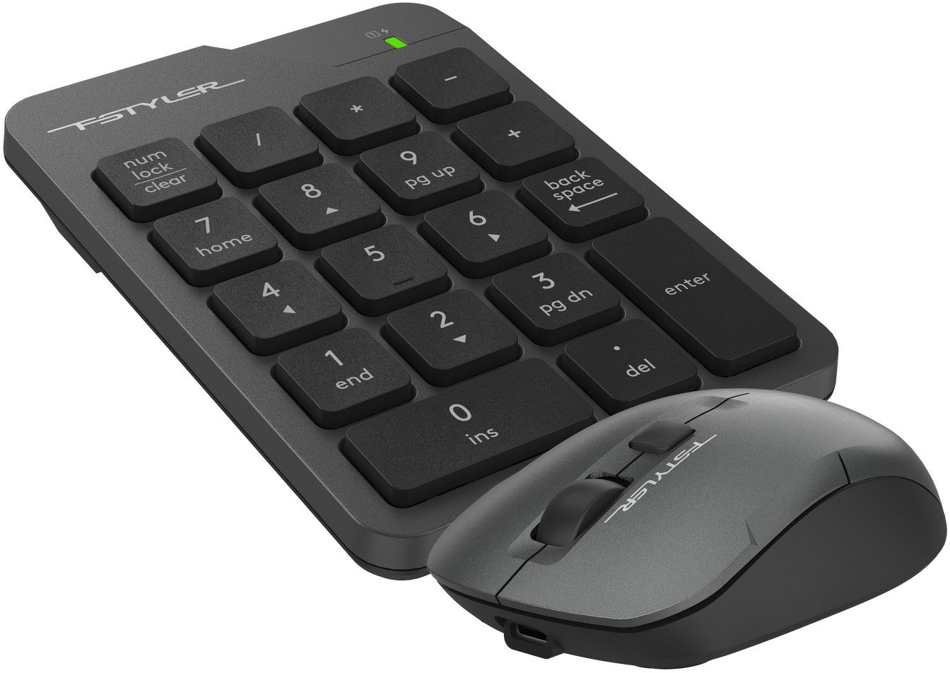 Беспроводной комплект A4Tech Fstyler клавиатура цифровая+мышь (FG1600C Air2 Grey) фото4