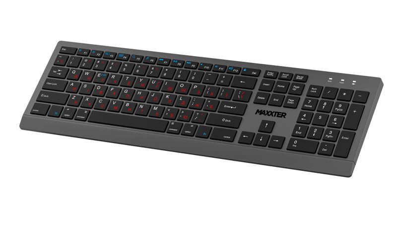 Бездротова клавіатура Maxxter, з акумулятором, безшумна, KBW-01G-UA, сіра фото2