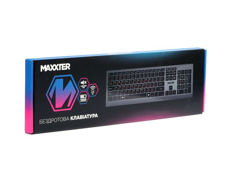 Бездротова клавіатура Maxxter, з акумулятором, безшумна, KBW-01G-UA, сіра фото5