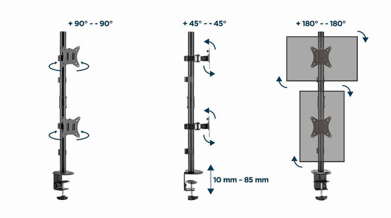 Кронштейн Gembird для 2 моніторiв 17-32" (до 9 кг) MA-D2-02 фото11