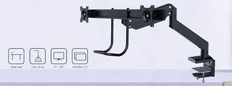 Кронштейн Gembird для 2 моніторів 17-35" (до 8 кг) MA-DA2-04 фото18