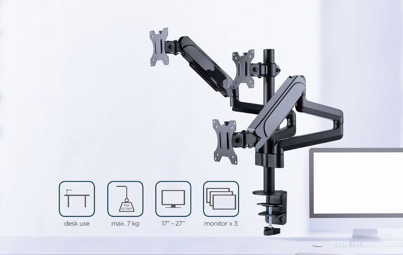 Кронштейн Gembird для 3 моніторів 17-27" (1-7 кг) MA-DA3-01 фото18