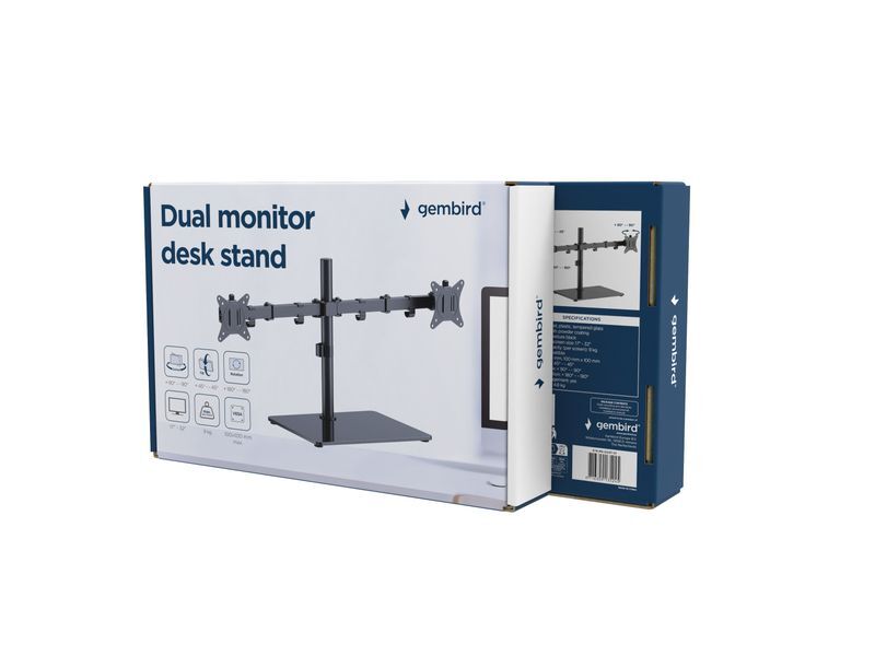 Кронштейн Gembird для 2 моніторів 17-32" (2-9 кг) MS-D2ST-01 фото2