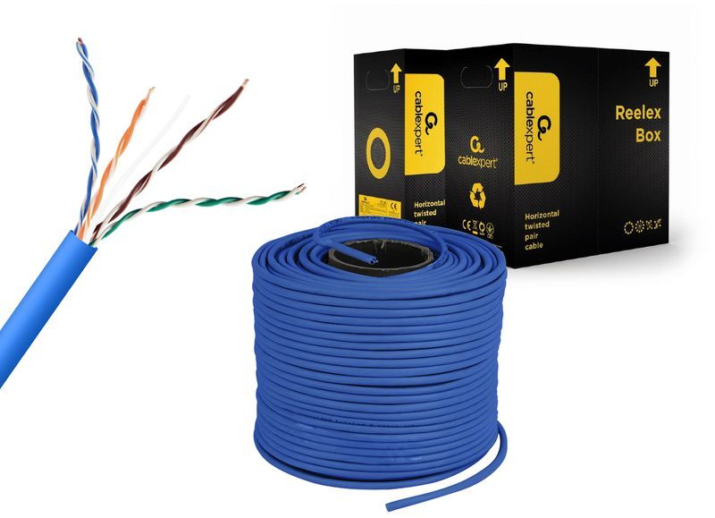 Патч-корд Cablexpert CAT5e (CCA), AWG24, не экранированный, синий, 305 м фото