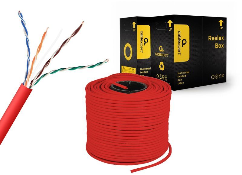 Патч-корд Cablexpert CAT5e (CCA), AWG24, не экранированный, красный, 305 м фото
