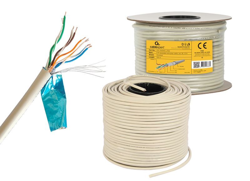 Патч-корд Cablexpert CAT5e (CCA), AWG24, экранированный фольгой, 100 м FPC-5004E-L/100 фото