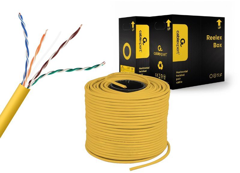 Патч-корд Cablexpert CAT5e (CCA), AWG24, не экранированный, желтый, 305 м фото