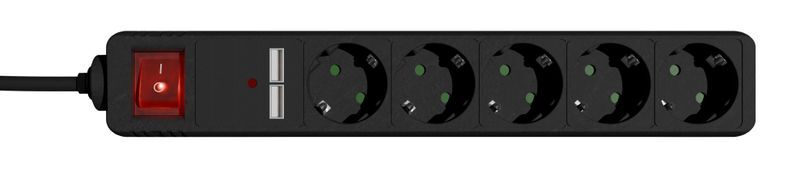 Удлинитель EnerGenie, 1.5 м 5 розеток, USB зарядка 2 А SPG5-U2-5-02 фото2