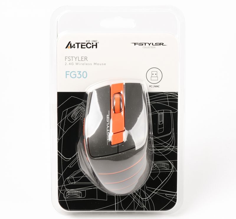 Мышь A4tech Fstyler, USB, 2000 dpi, оранжевый фото