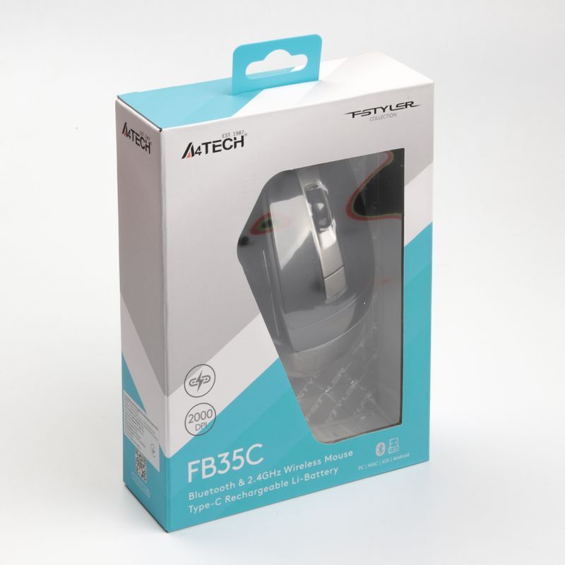 Мышь Fstyler, Bluetooth / 2.4 ГГц, аккумулятор, 2000 dpi, серый фото5