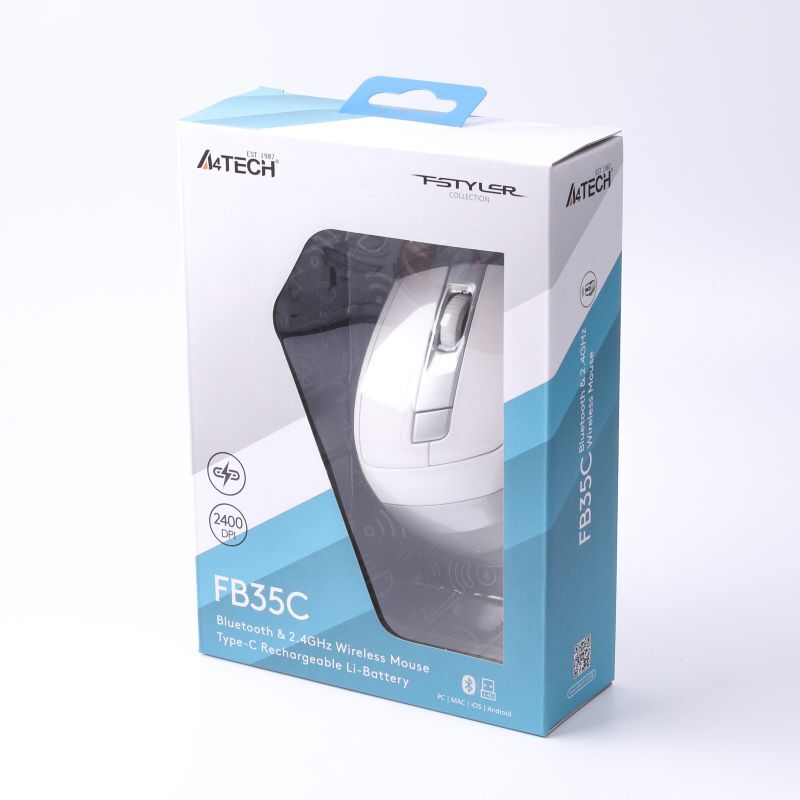 Миша Fstyler, Bluetooth / 2.4 ГГц, акумулятор, 2400 dpi, білий фото5