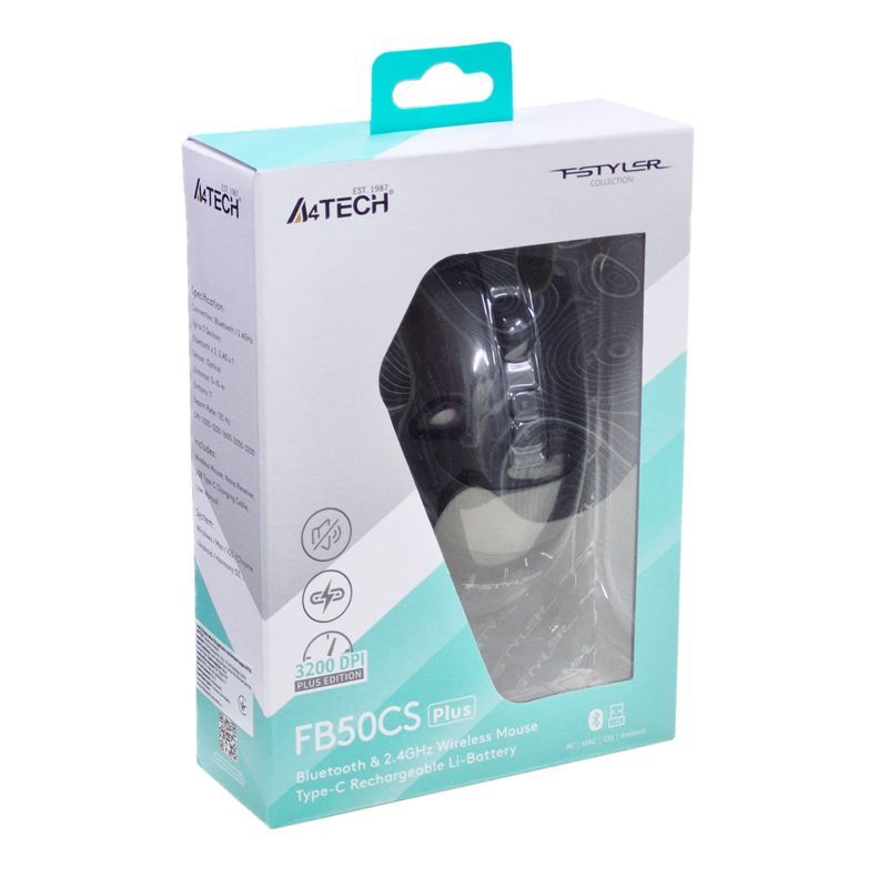 Мышь Fstyler, Bluetooth / 2.4 ГГц, аккумулятор, 3200DPI, Double Click FB50CS Plus (Black) фото13