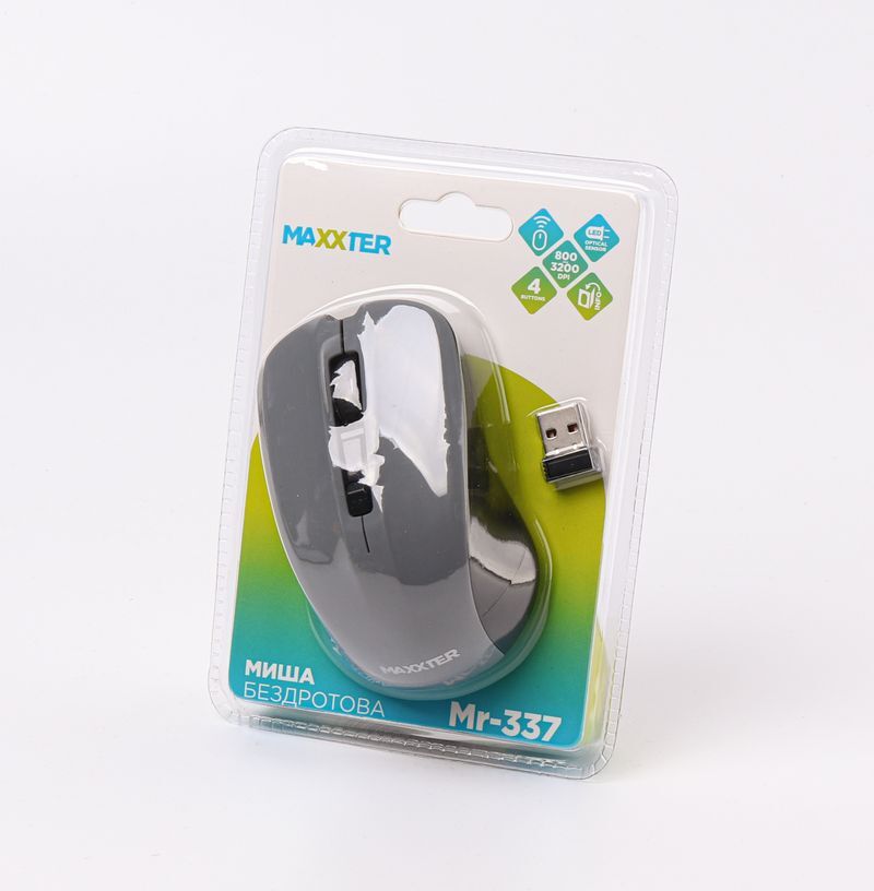 Мышь Maxxter, USB, 1600 dpi, серый фото4