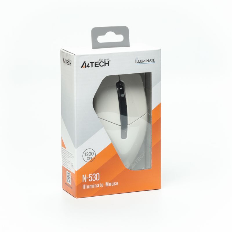 Мышь A4Tech USB, 1200 dpi, белый фото